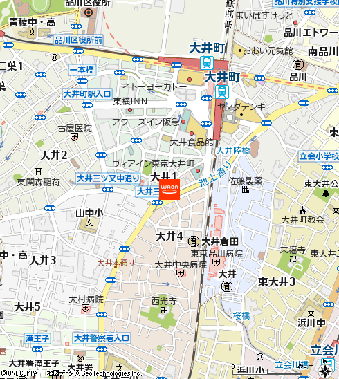 まいばすけっと大井町駅南店付近の地図